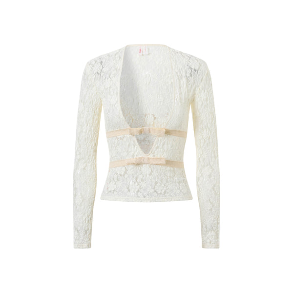 ribbon tied lace top