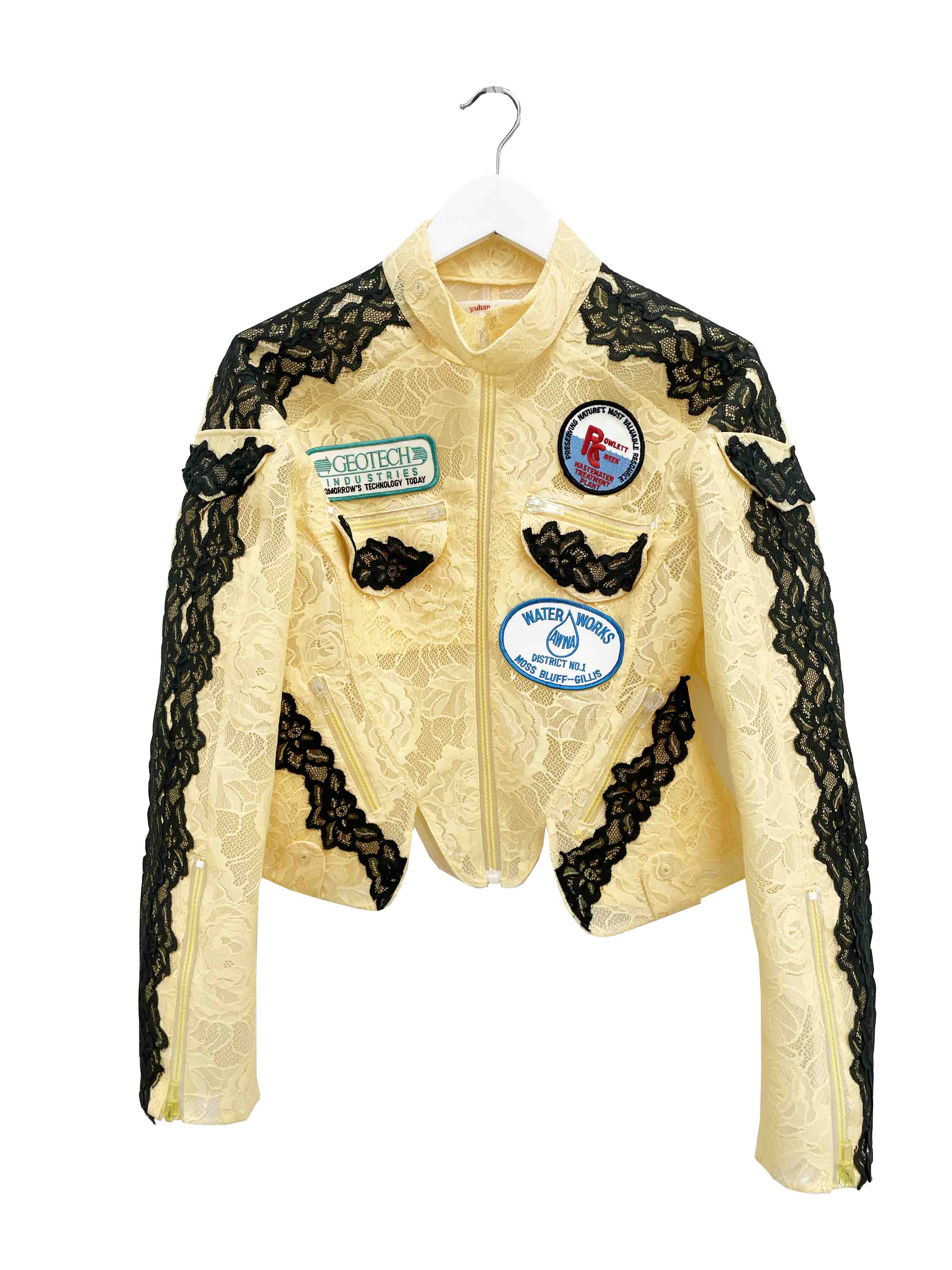 embroidered patches lace biker jacket