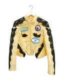 embroidered patches lace biker jacket