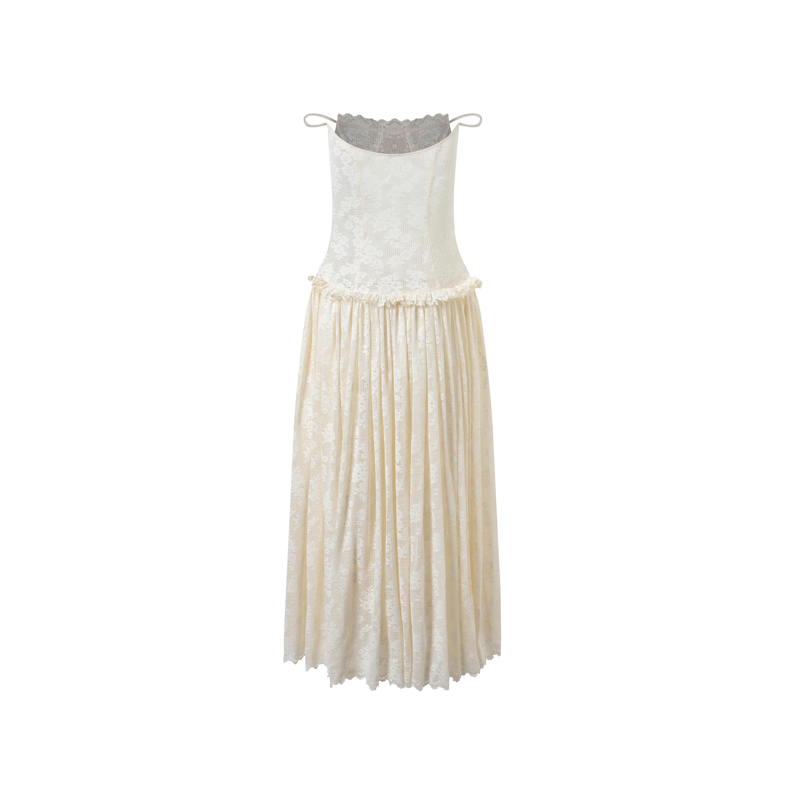 yuhan wang lace dress Yuhan Wang Off-White Puff Sleeve Midi Dress Yuhan Wang