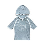 sleeping girl pointelle lace trim hoodie