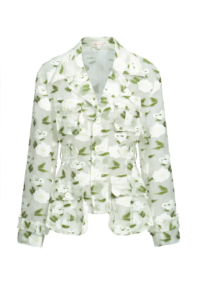 floral jacquard safari jacket