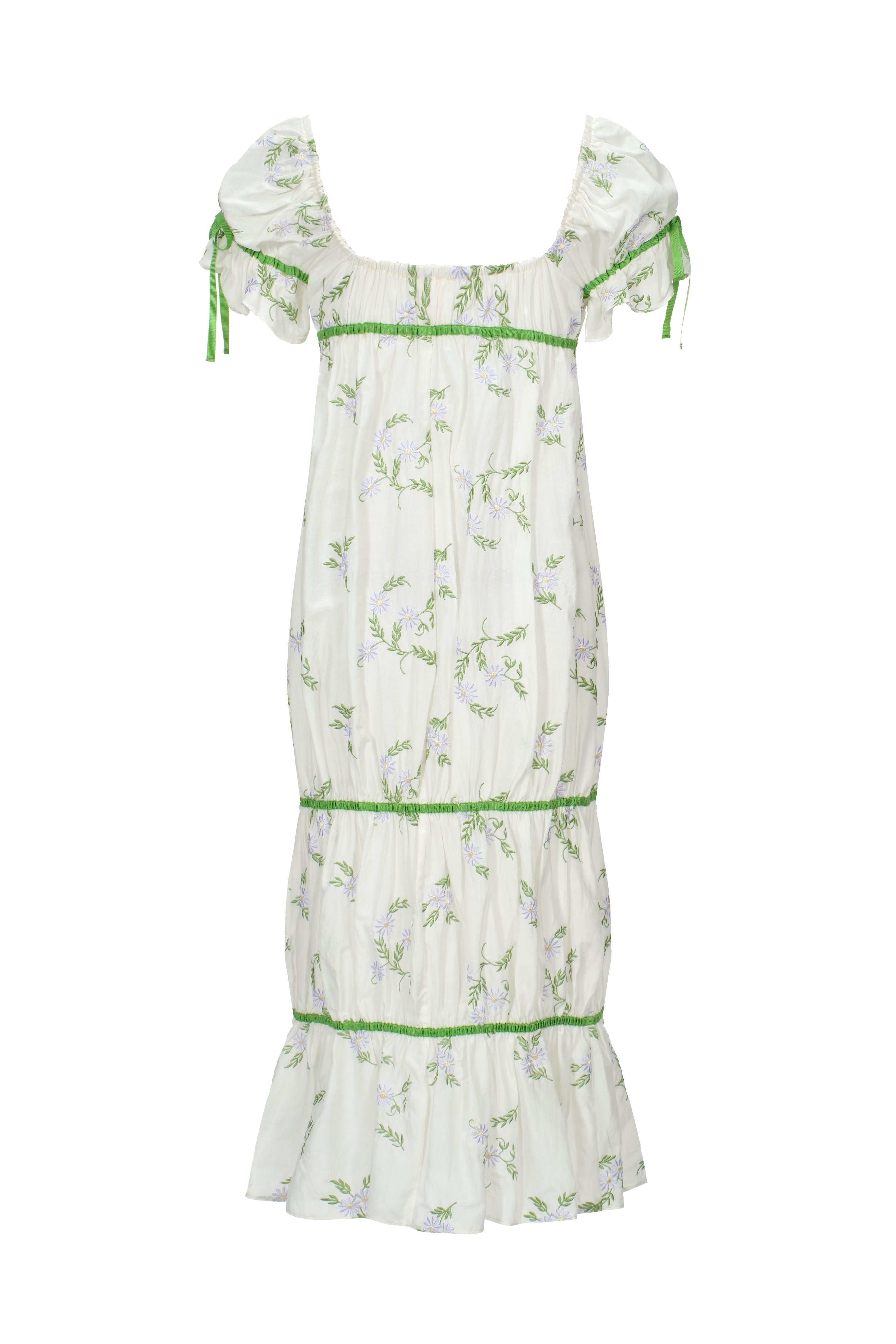 embroidered silk cotton drawstring dress