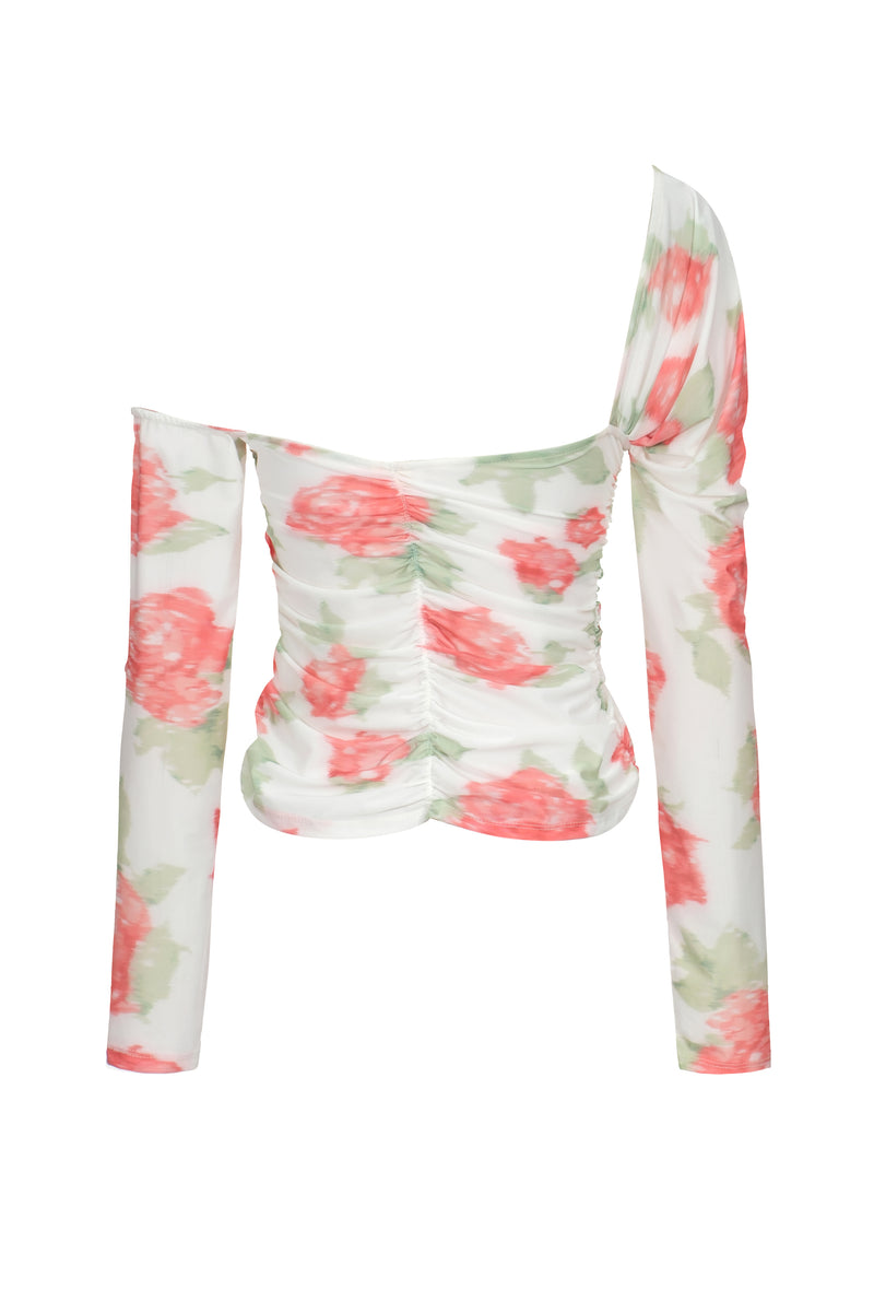 red rose printed top