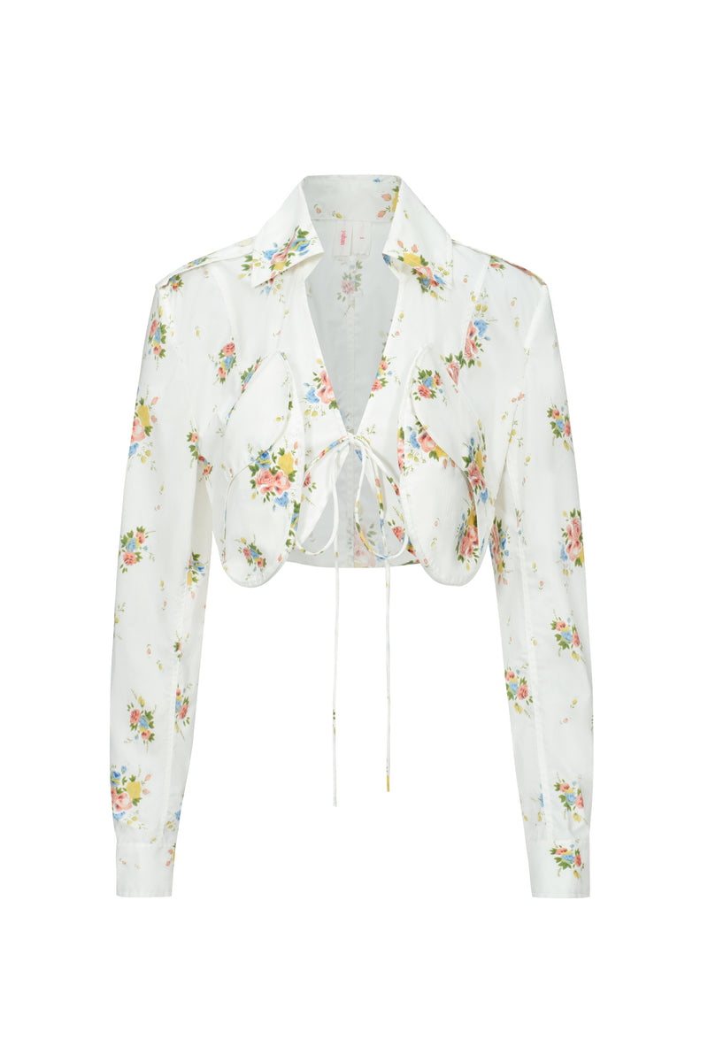 recycled floral printed mini blouse