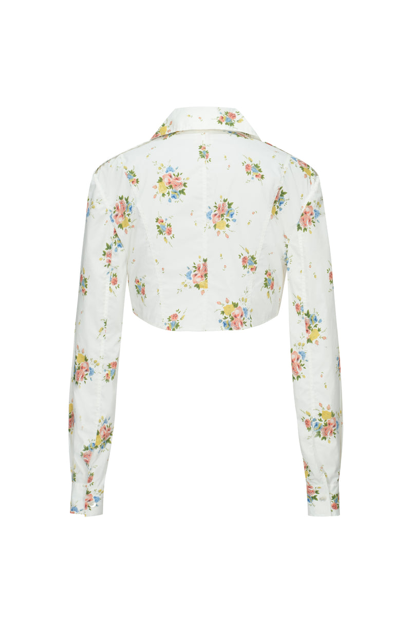 recycled floral printed mini blouse