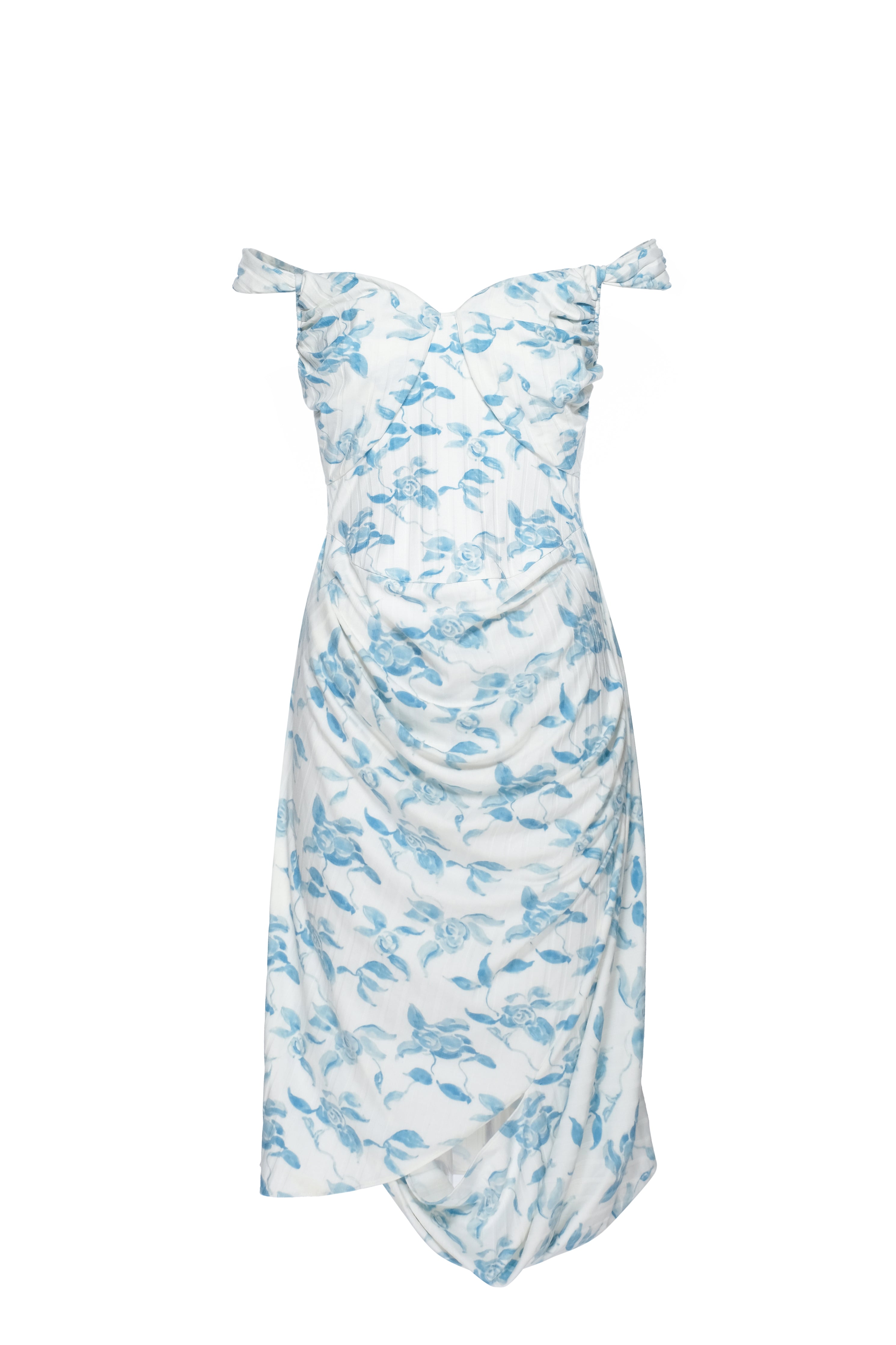 blue rose printed dress