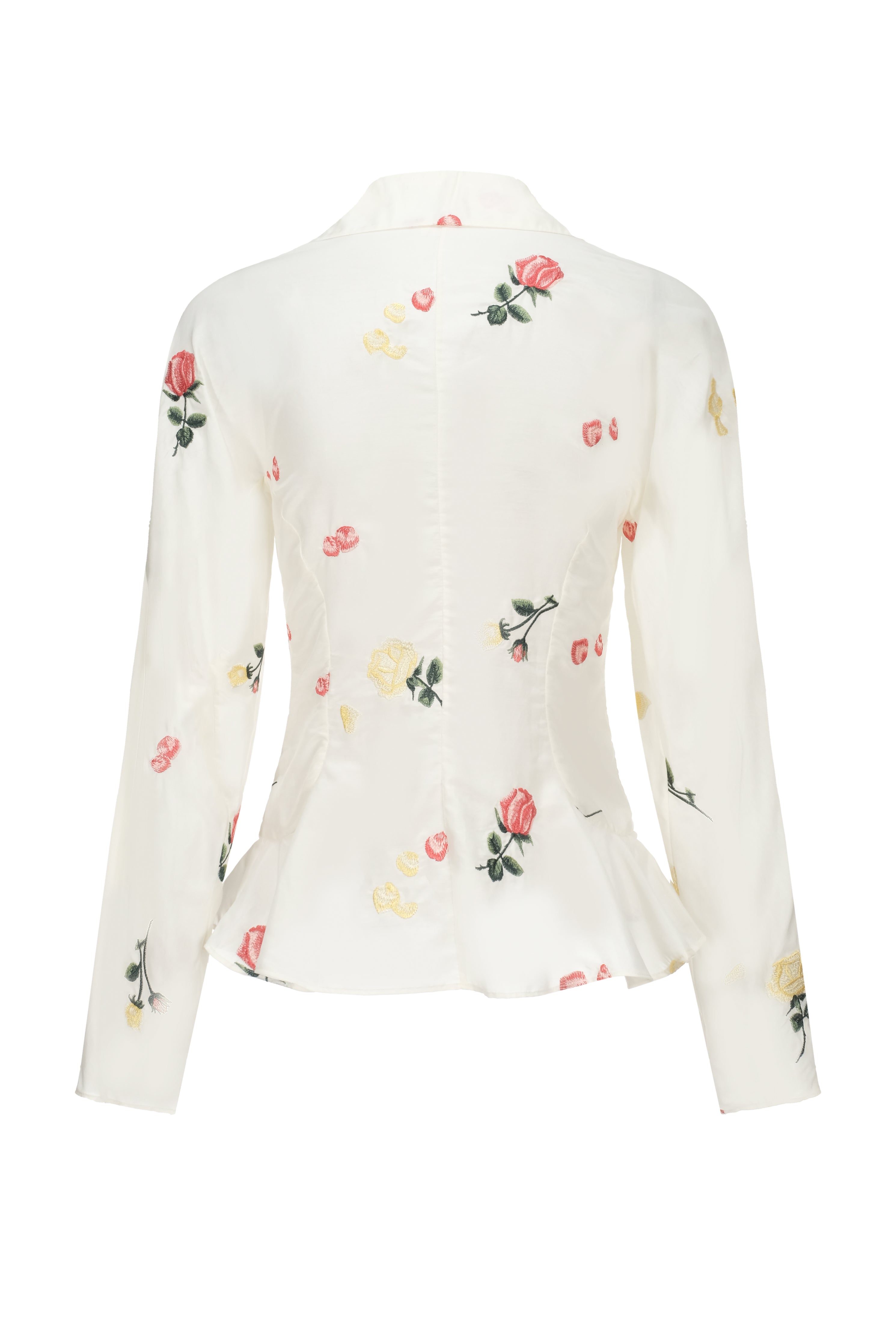 embroidered rose silk cotton shirt