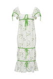 embroidered silk cotton drawstring dress