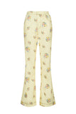 floral printed cotton denim trousers