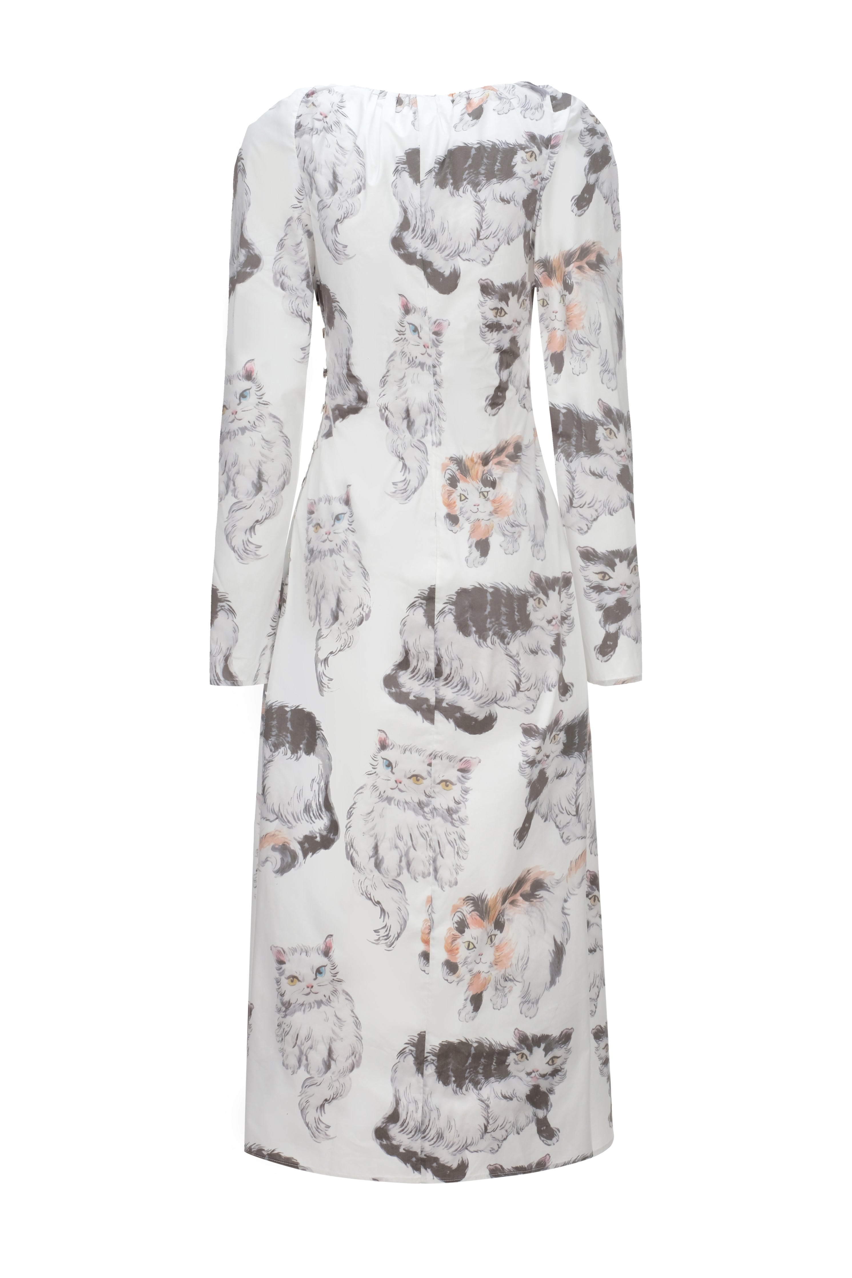 cats printed recycled cotton dress