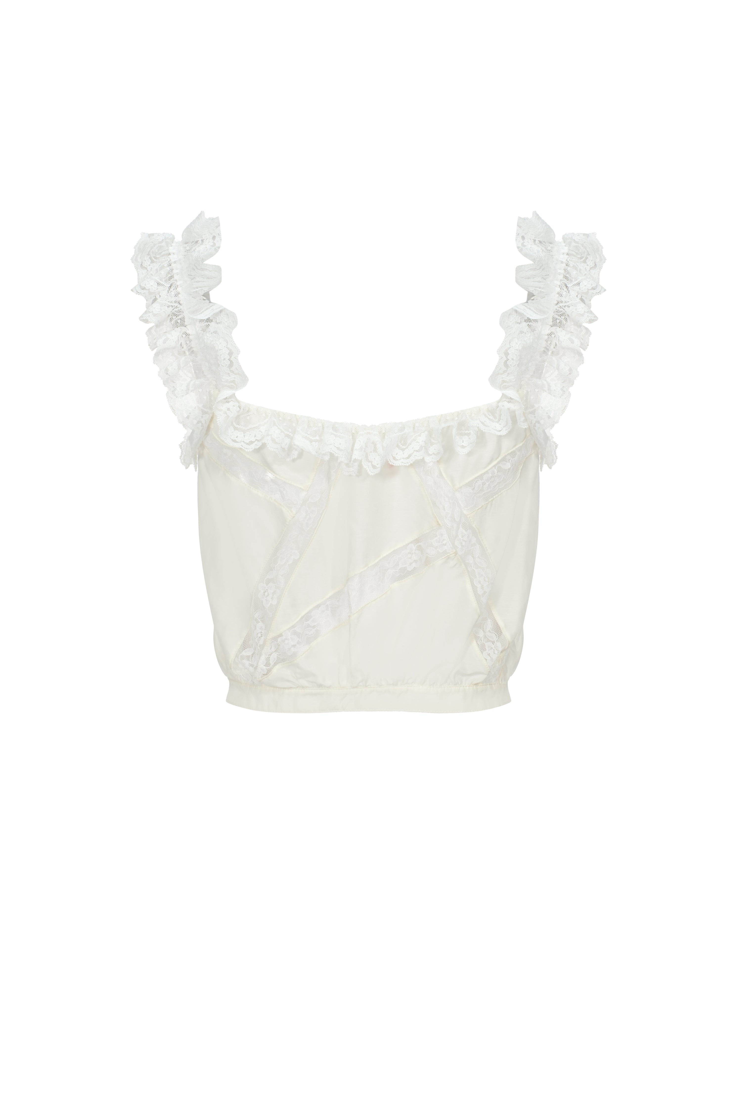 lace ruffled embroidered top
