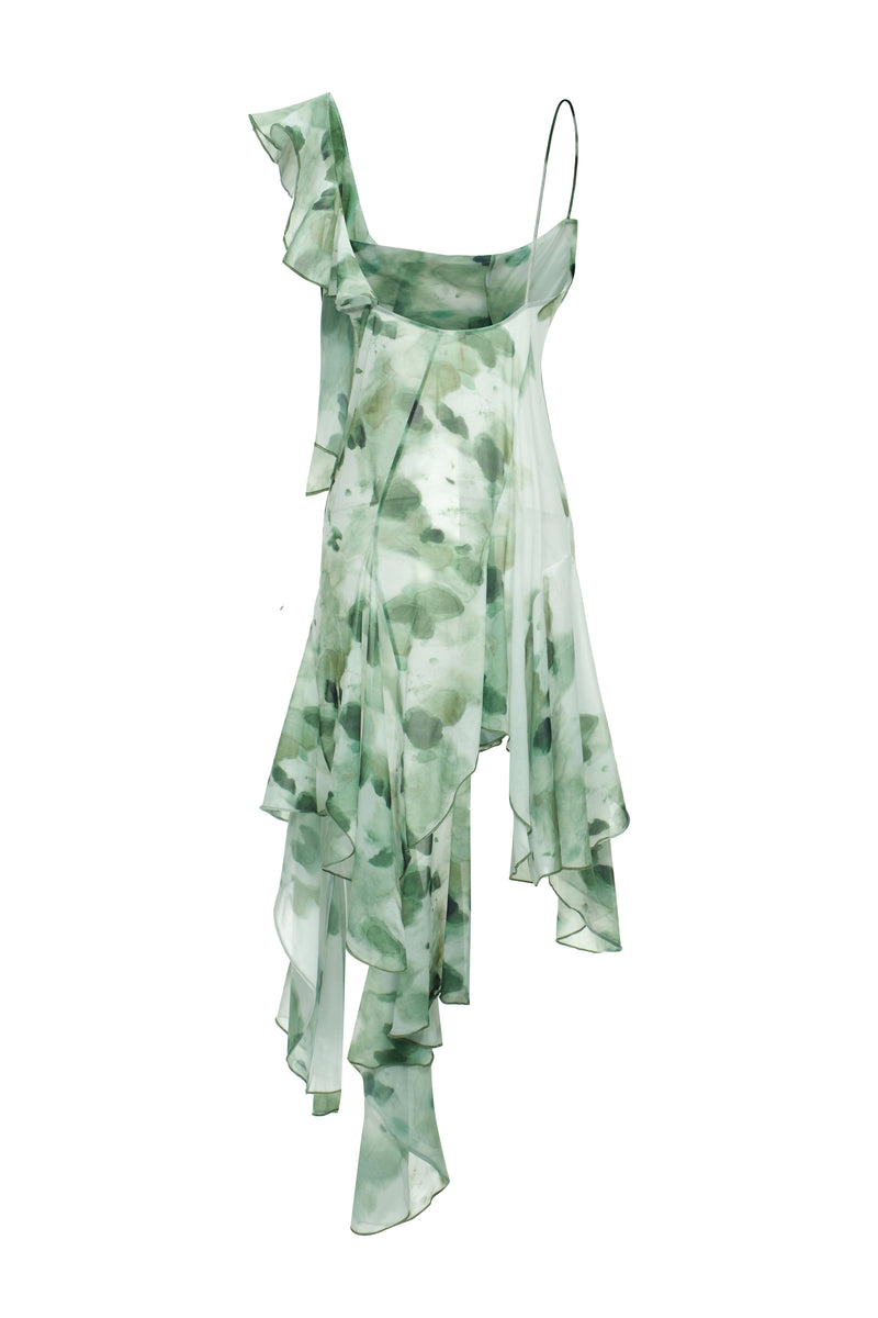 gradient ruffled dress