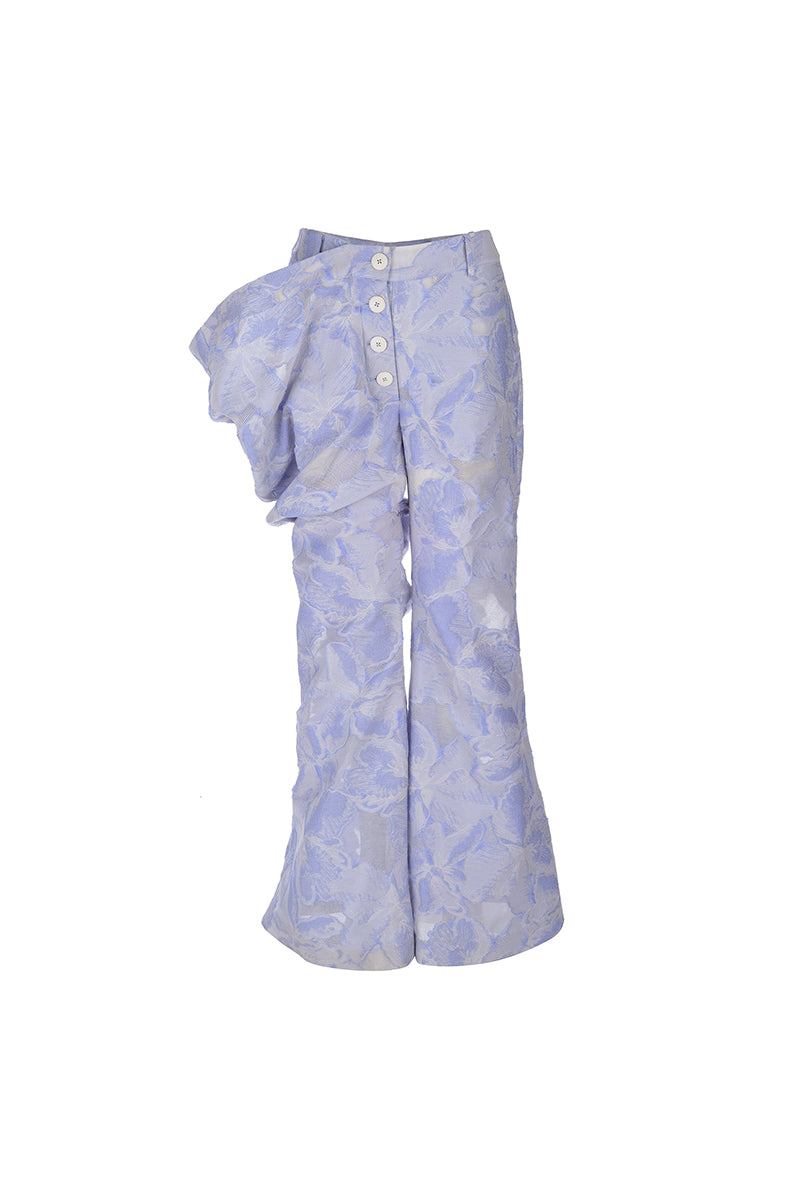 draped jacquard trousers