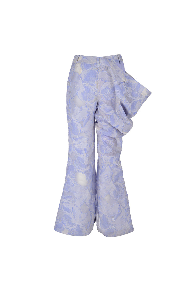 draped jacquard trousers