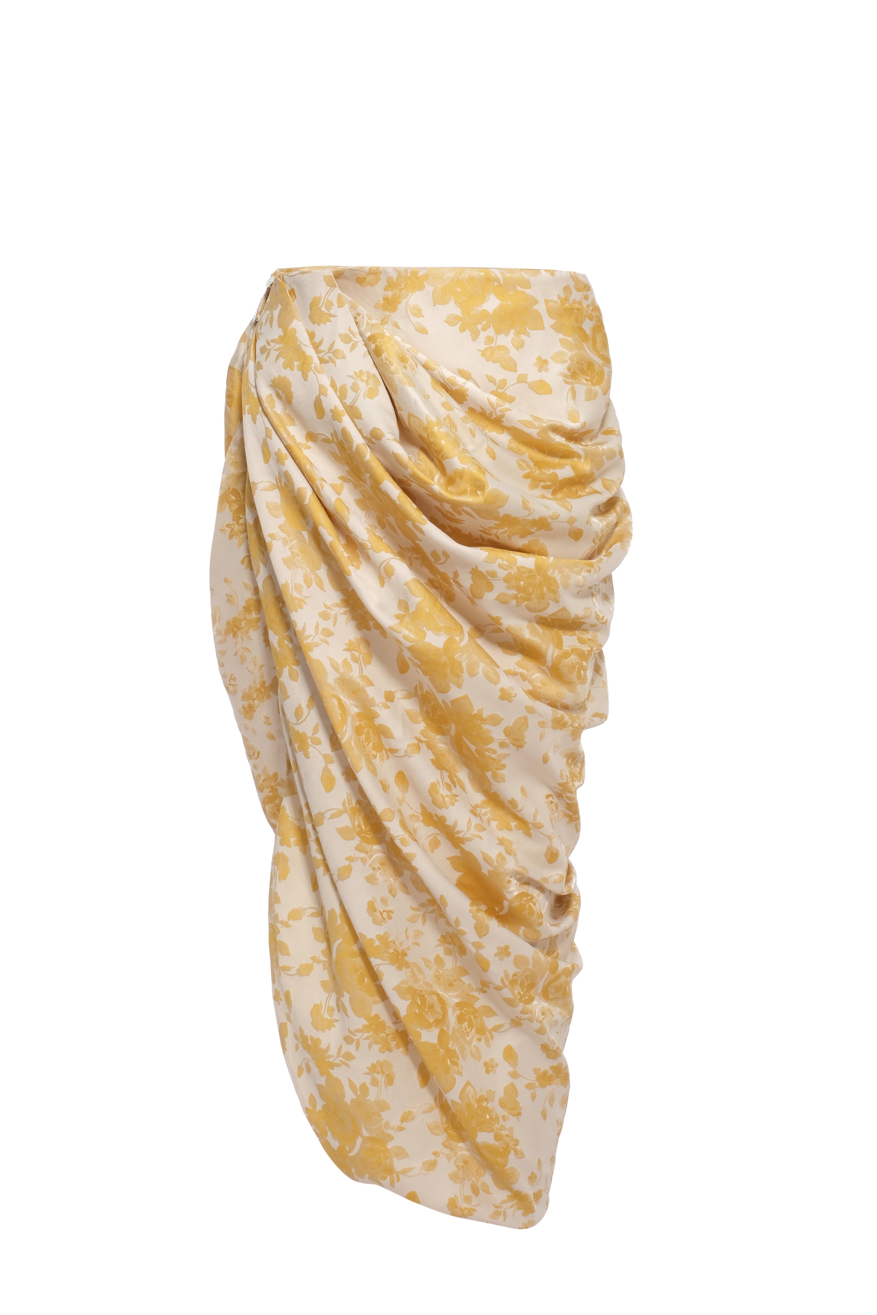 floral jacquard draped skirt