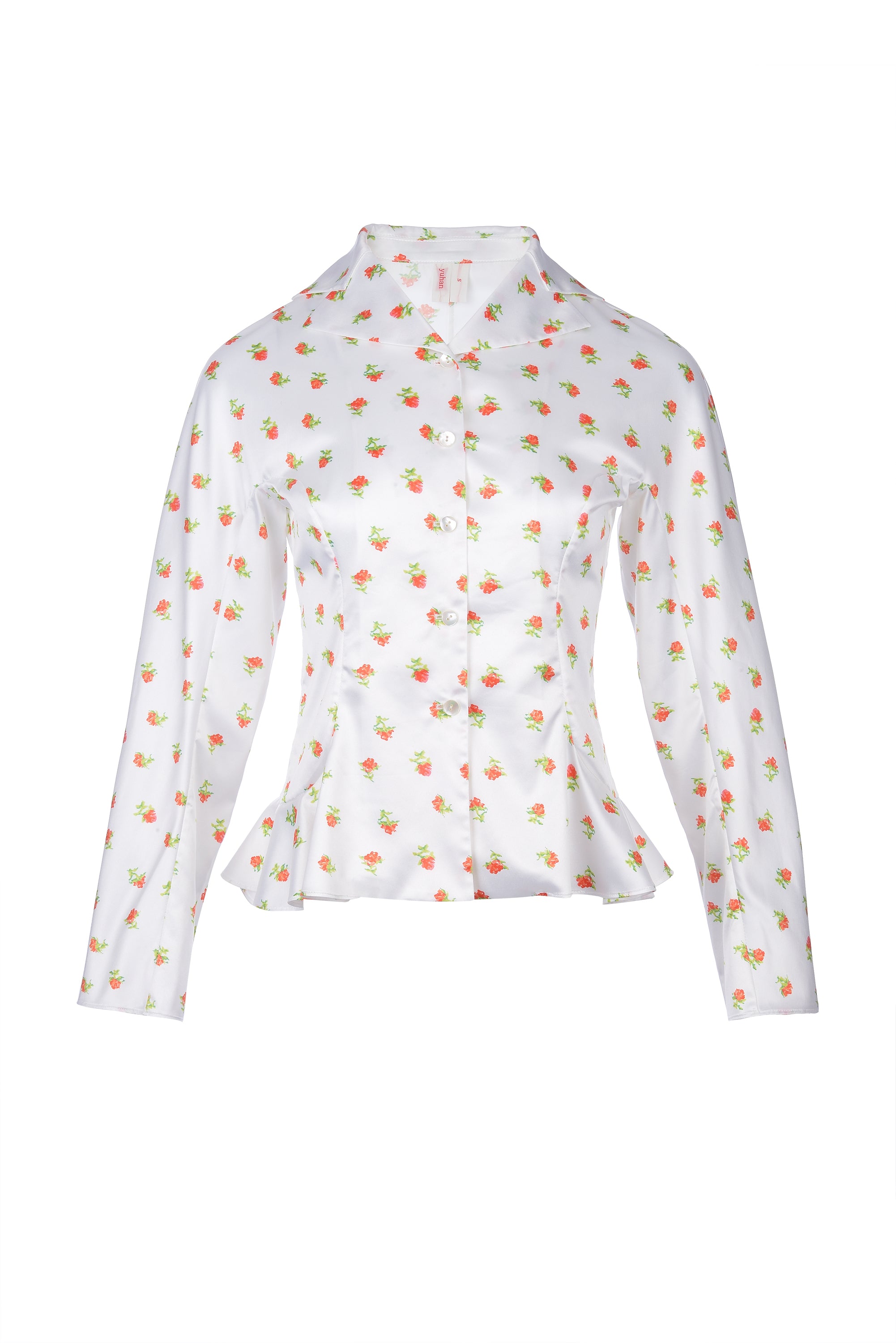 rose printed satin blouse