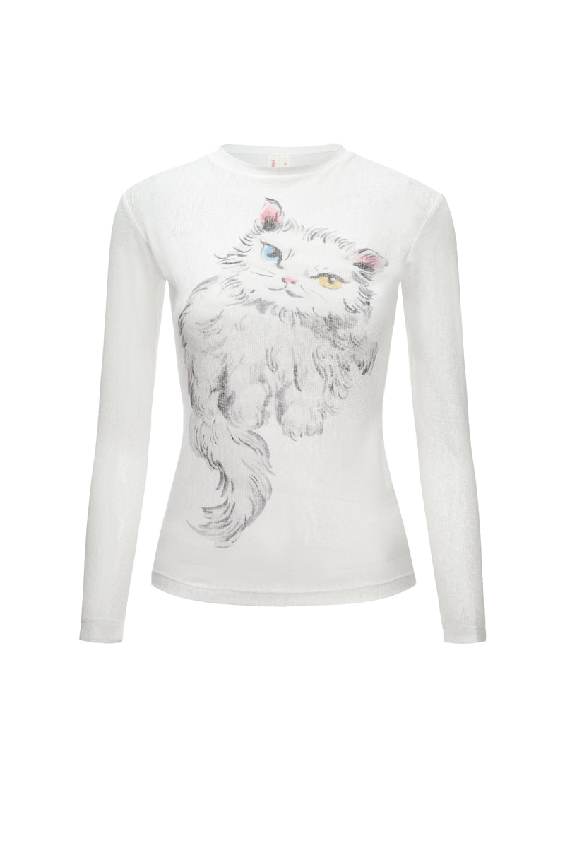 cat printed top
