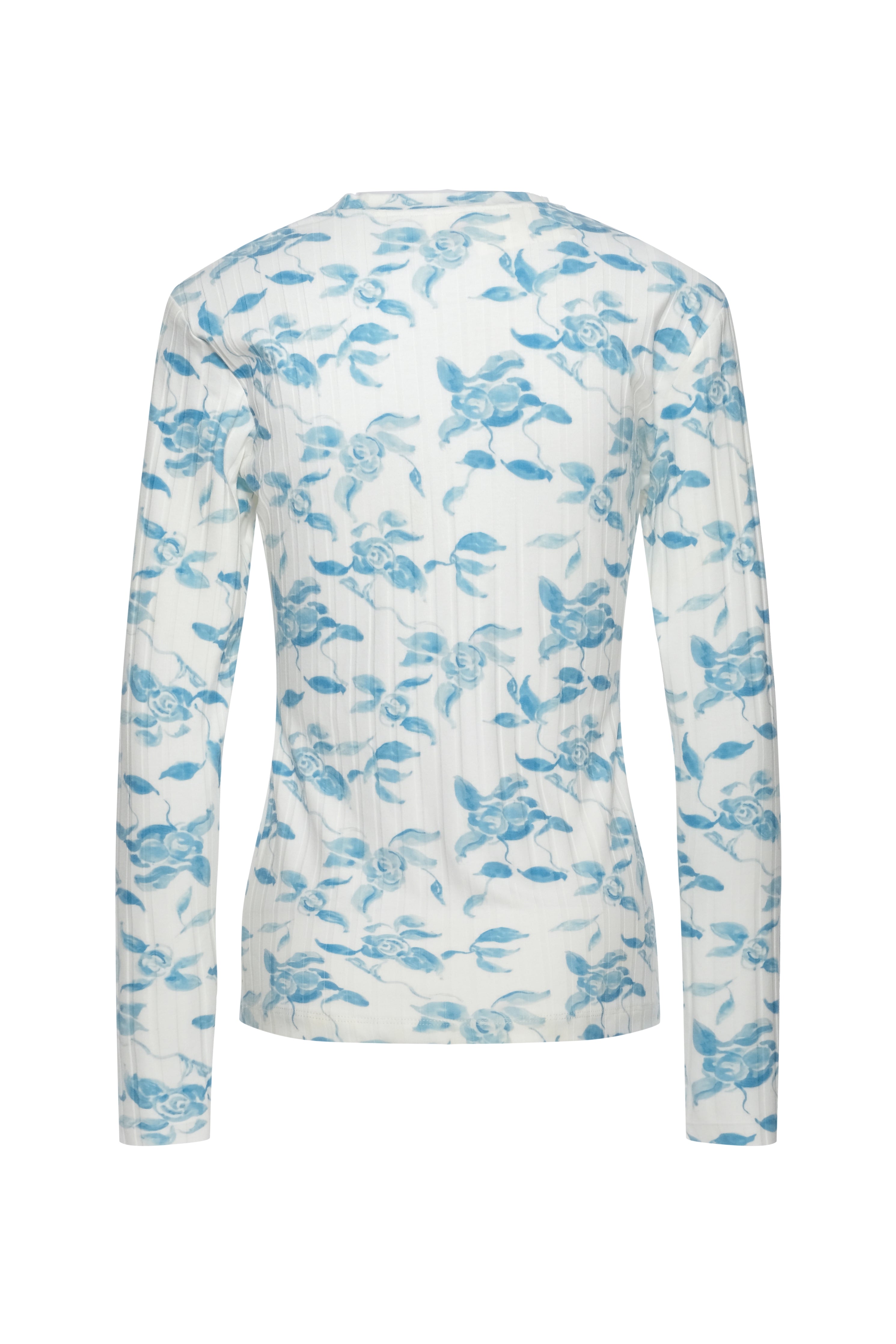 blue rose printed top