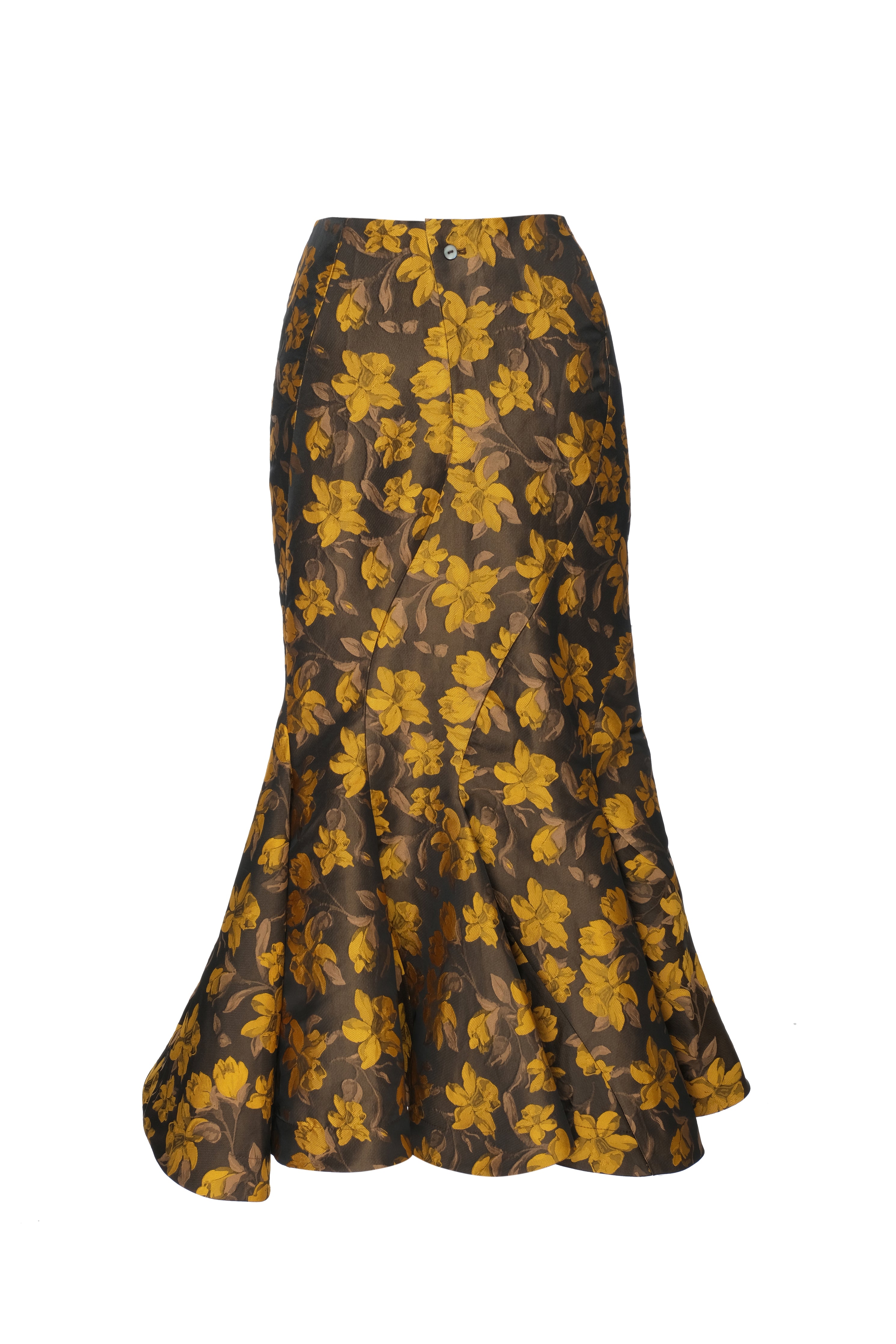 floral jacquard flared skirt