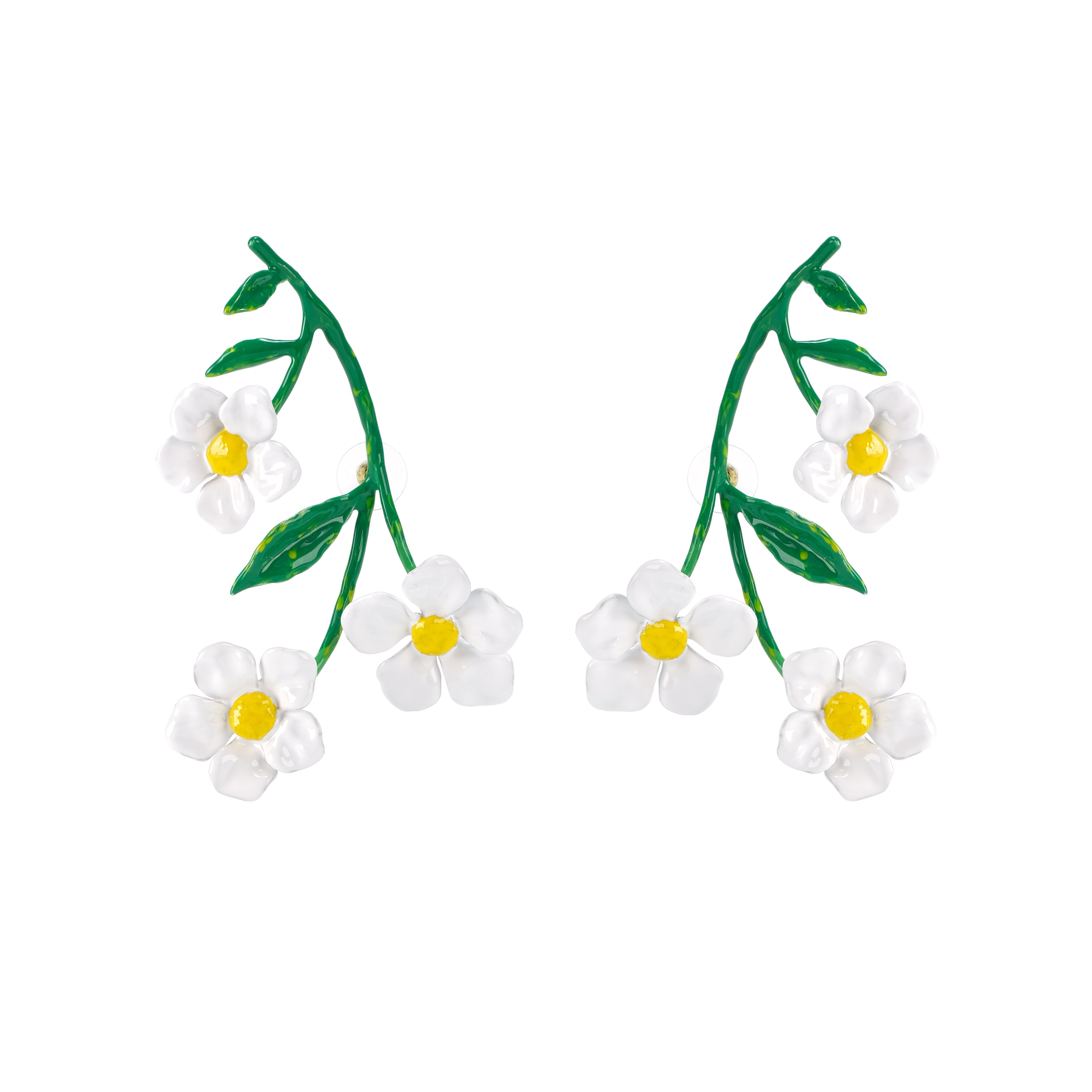 3d printed floral enamel earrings