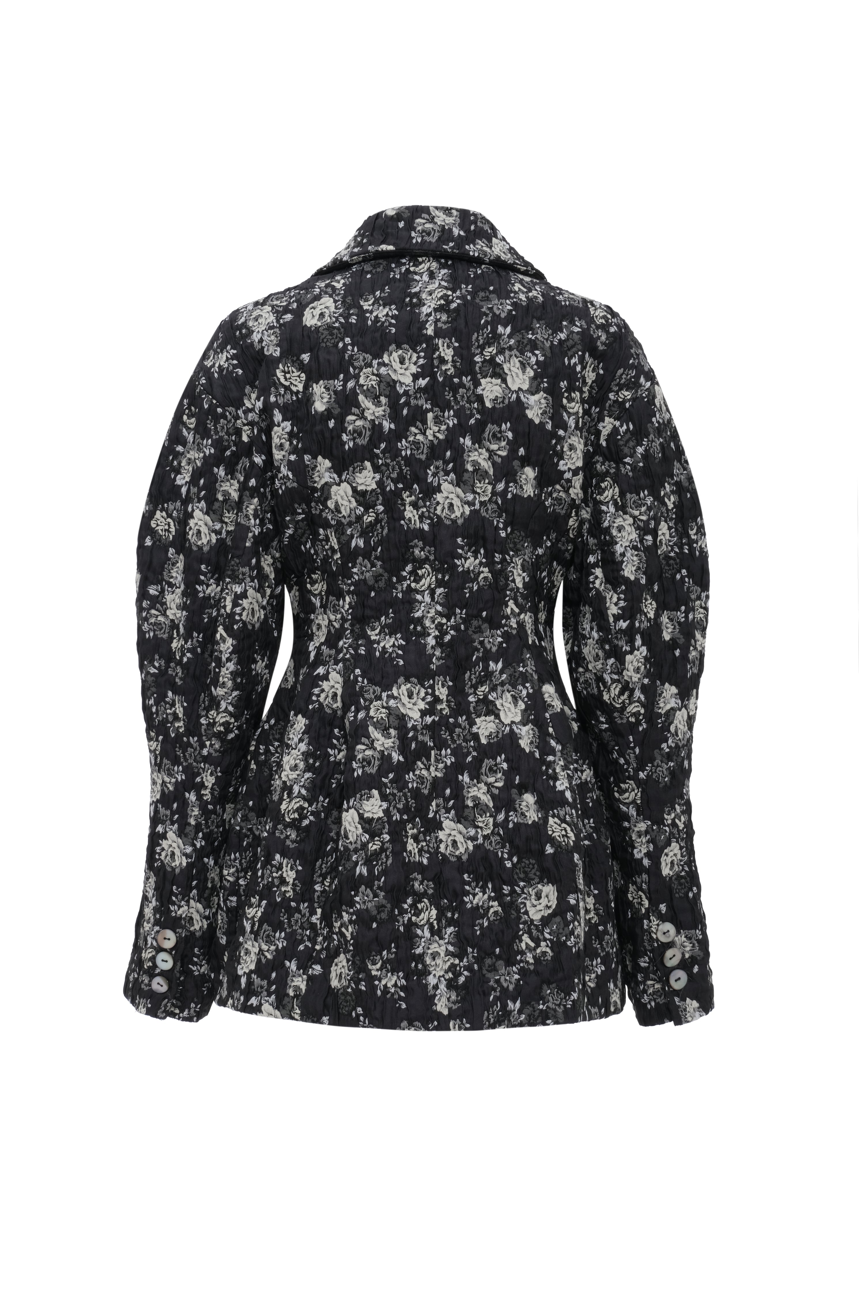 textured floral jacquard coat