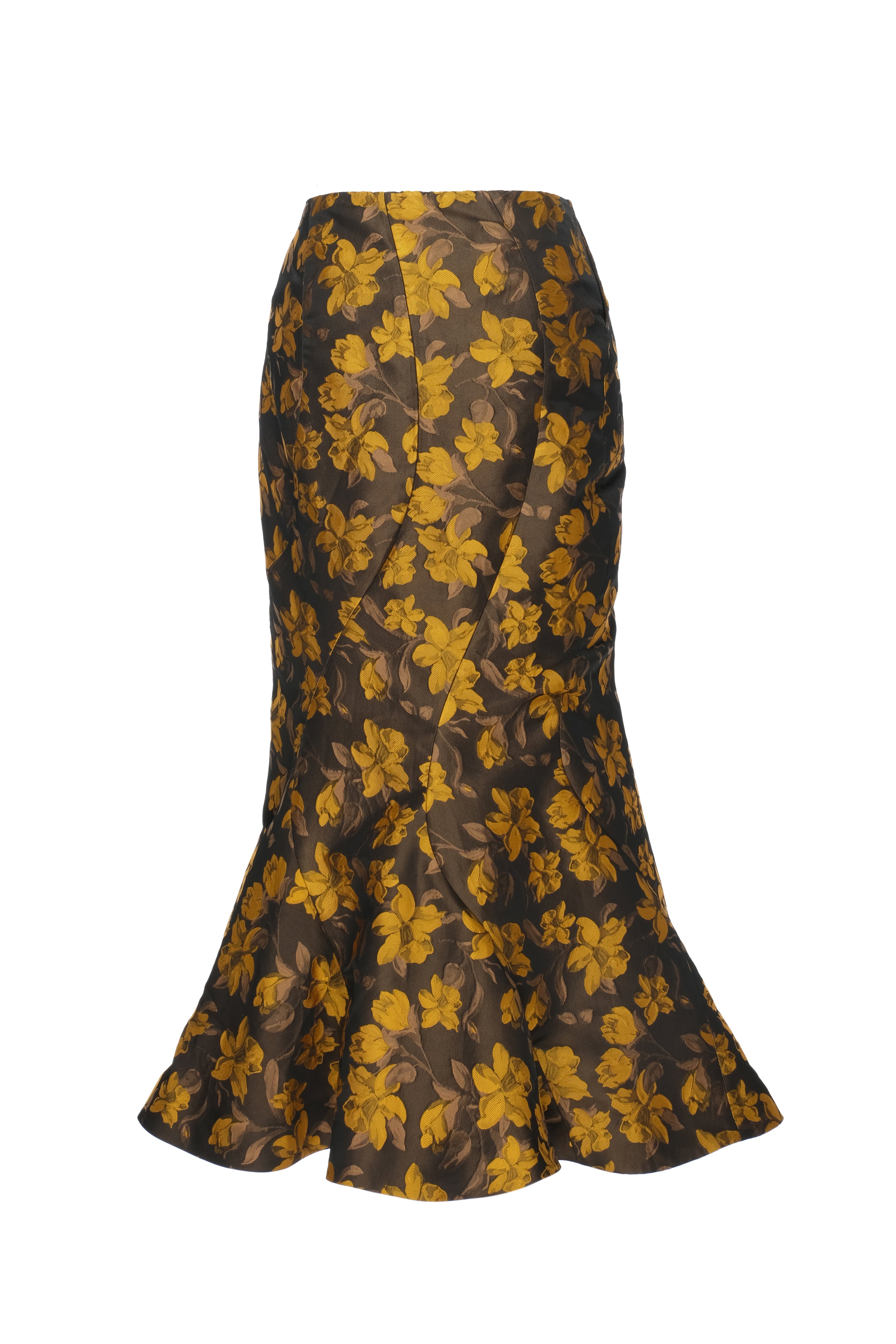 floral jacquard flared skirt