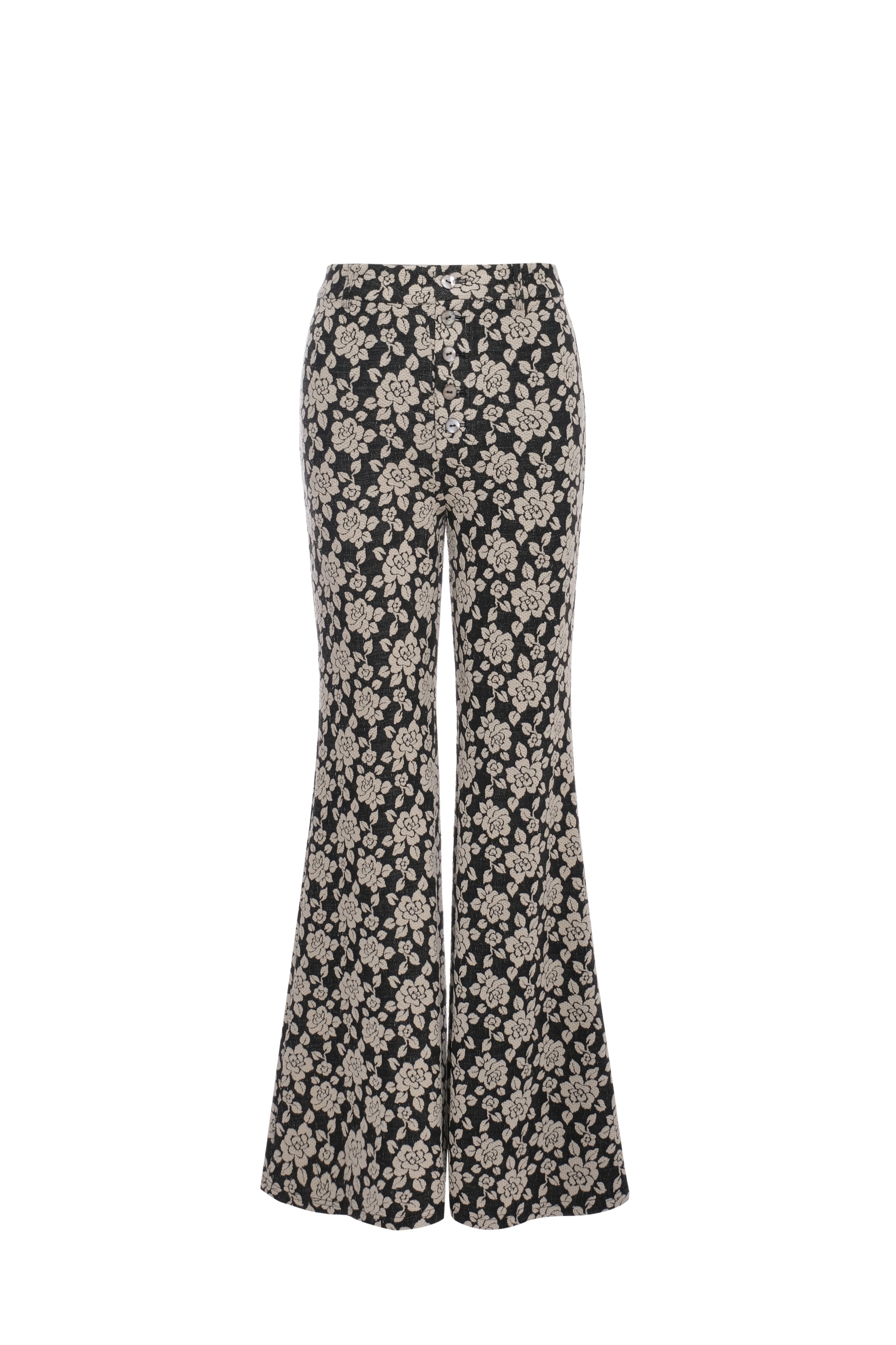 floral jacquard trousers